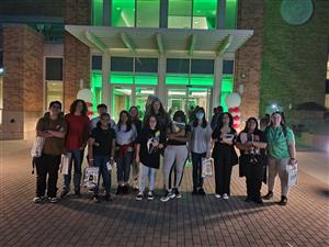 Group of GHS students and TS advisor in front of UNT Union